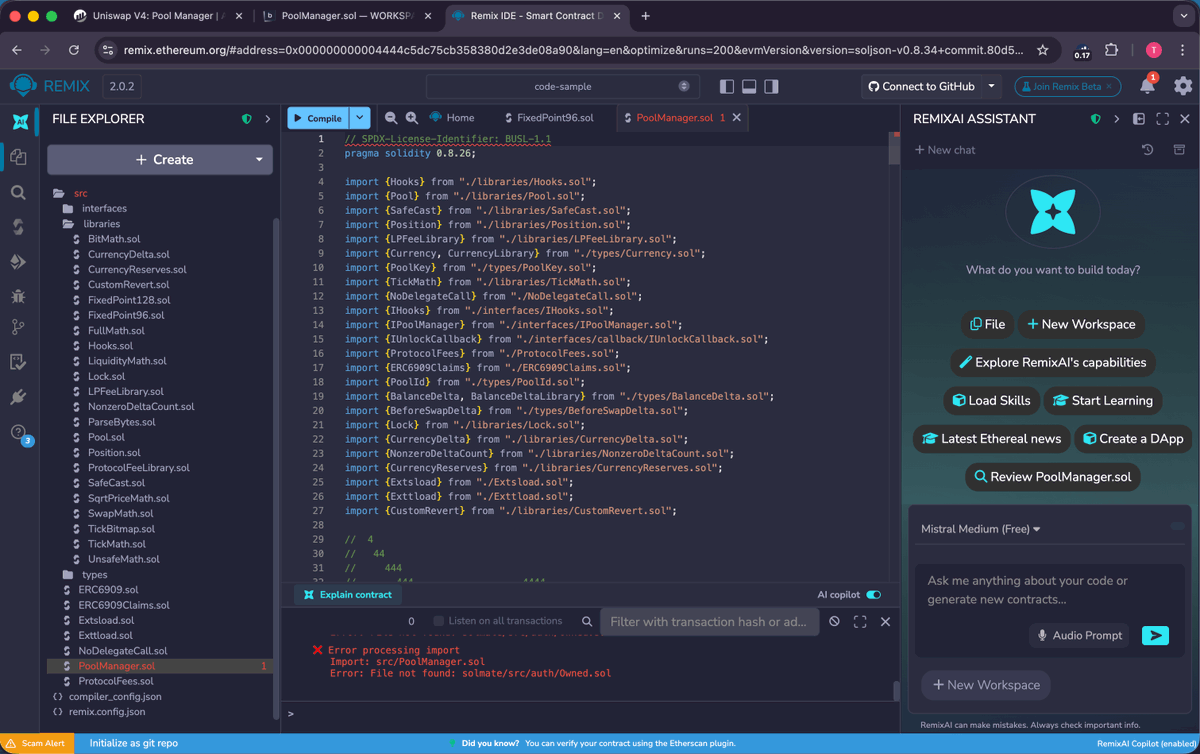 Etherscan open in Ethereum Remix